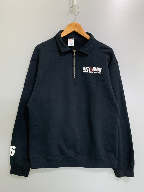 【中古品】【メンズ】 JERZEES ジャージーズ SKY HIGH VOLLEYBALL HALF ZIP SWEATSHIRT ハーフジップ スウェットシャツ 146-260718-AS-8-min サイズ：M カラー：ブラック 万代Net店