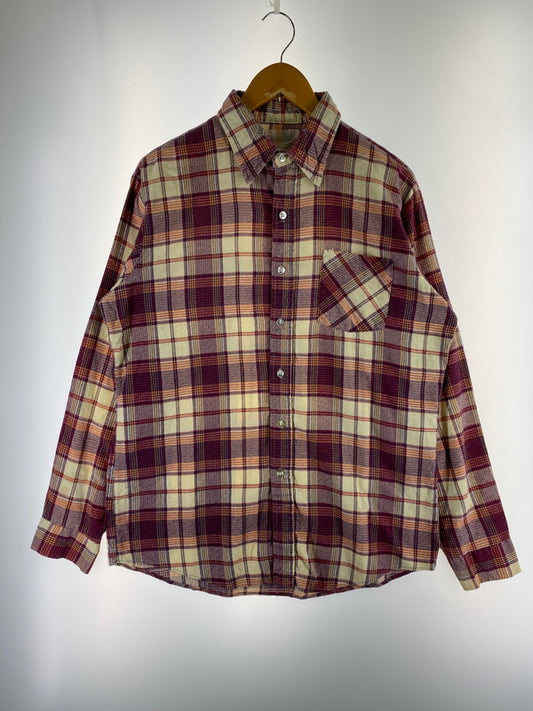 【現状渡し品】【メンズ】 SEARS シアーズ 70~80S PERMA-PREST CHECK FLANNEL SHIRT RED チェックフランネルシャツ ロングスリーブ 146-260117-AS-12-min サイズ：L カラー：マルチカラー 万代Net店
