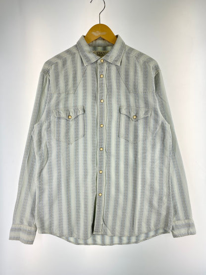 【中古品】【メンズ】 RYAN ライアン SILK WESTERN SHIRT シルク ウェスタン ロングスリーブ シャツ 146-260117-AS-10-min サイズ：M カラー：ブルー系 万代Net店