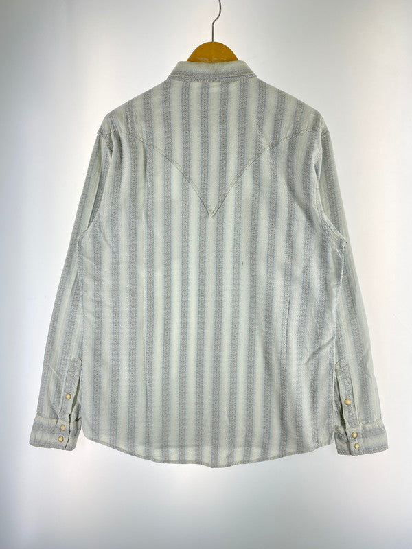 【中古品】【メンズ】 RYAN ライアン SILK WESTERN SHIRT シルク ウェスタン ロングスリーブ シャツ 146-260117-AS-10-min サイズ：M カラー：ブルー系 万代Net店