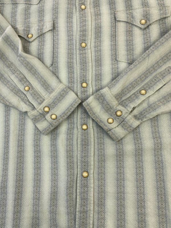 【中古品】【メンズ】 RYAN ライアン SILK WESTERN SHIRT シルク ウェスタン ロングスリーブ シャツ 146-260117-AS-10-min サイズ：M カラー：ブルー系 万代Net店