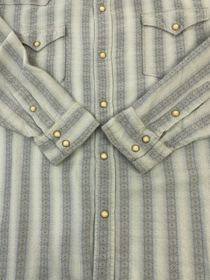 【中古品】【メンズ】 RYAN ライアン SILK WESTERN SHIRT シルク ウェスタン ロングスリーブ シャツ 146-260117-AS-10-min サイズ：M カラー：ブルー系 万代Net店