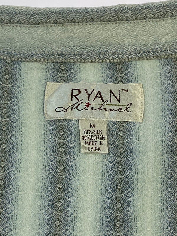 【中古品】【メンズ】 RYAN ライアン SILK WESTERN SHIRT シルク ウェスタン ロングスリーブ シャツ 146-260117-AS-10-min サイズ：M カラー：ブルー系 万代Net店