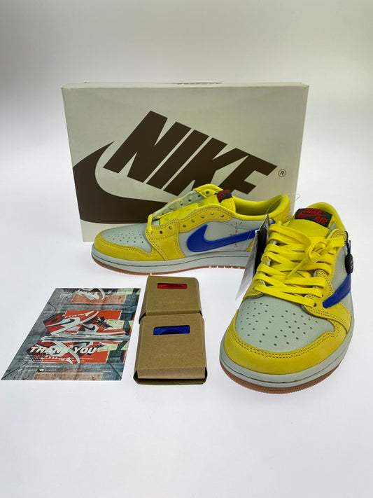 【未使用品】【メンズ/レディース】 NIKE ナイキ × TRAVIS SCOTT トラビス・スコット 別注 コラボ WMNS AIR JORDAN 1 LOW OG SP CANARY DZ4137-700 ウィメンズ エア ジョーダン 1 ロー オリジナル スニーカー 靴 160-260119-kk-13-min カラー：CANARY/RACER BLUE-LIGHT SILVER 万代Net店
