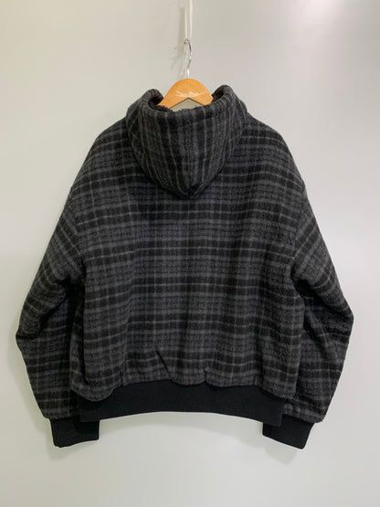 【中古品】【メンズ】 Supreme シュプリーム 23AW PLAID WOOL HOODED WORK JACKET ウール フーデット ワークジャケット アウター 149-260117-AS-21-min サイズ：M カラー：ブラック/グレー 万代Net店