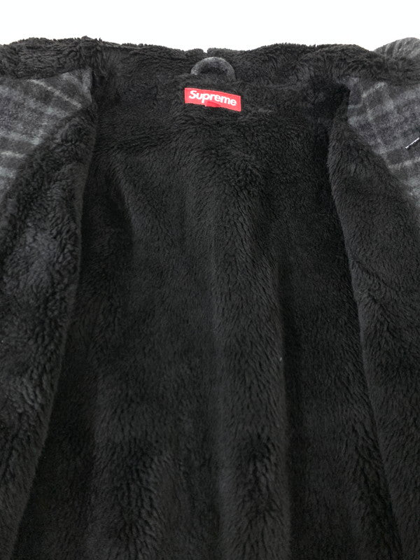 【中古品】【メンズ】 Supreme シュプリーム 23AW PLAID WOOL HOODED WORK JACKET ウール フーデット ワークジャケット アウター 149-260117-AS-21-min サイズ：M カラー：ブラック/グレー 万代Net店
