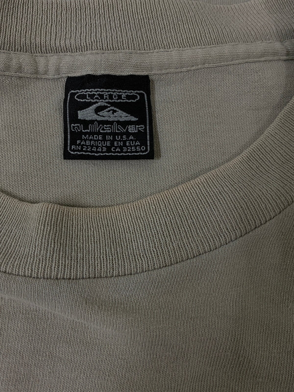 【中古品】【メンズ】 QUICK SILVER クイックシルバー S/S LOGO TEE ショートスリーブ ロゴTシャツ 半袖Tシャツ メンズ トップス 146-260720-em-30-min サイズ：Ｌ カラー：ライトグリーンベージュ 万代Net店