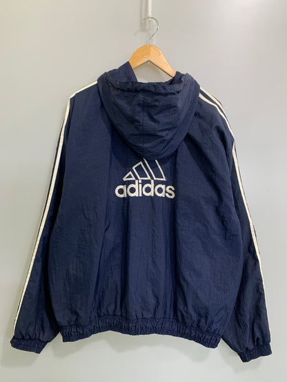 【現状渡し品】【メンズ】 adidas アディダス NYLON HOODED JACKET AHN001 ナイロン フーデッド ジャケット ライトアウター 万国旗タグ 146-260404-kk-12-min サイズ：US XL カラー：ネイビー 万代Net店