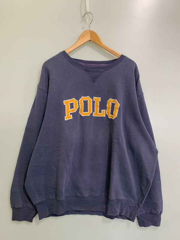 【現状渡し品】【メンズ】 Polo by Ralph Lauren ポロバイラルフローレン 90's POLO LETTERED L/S SWEAT SHIRT 90年代 ポロ レタード ロングスリーブ スウェットシャツ トップス トレーナー 146-260126-kk-46-min サイズ：XL カラー：パープル 万代Net店