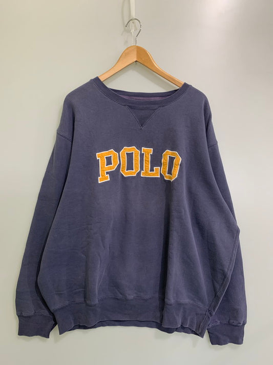 【現状渡し品】【メンズ】 Polo by Ralph Lauren ポロバイラルフローレン 90's POLO LETTERED L/S SWEAT SHIRT 90年代 ポロ レタード ロングスリーブ スウェットシャツ トップス トレーナー 146-260126-kk-46-min サイズ：XL カラー：パープル 万代Net店