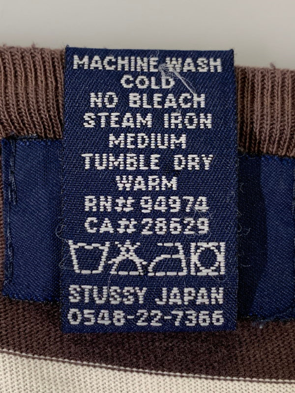 【中古品】【メンズ】 STUSSY ステューシー 90’s BORDER POCKET LS TEE 90年代 ボーダーポケット ロングスリーブティーシャツ トップス 142-260409-SH-45-min サイズ：XL カラー：ダークブラウン/ホワイト 万代Net店
