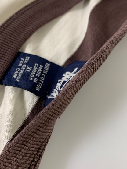 【中古品】【メンズ】 STUSSY ステューシー 90’s BORDER POCKET LS TEE 90年代 ボーダーポケット ロングスリーブティーシャツ トップス 142-260409-SH-45-min サイズ：XL カラー：ダークブラウン/ホワイト 万代Net店