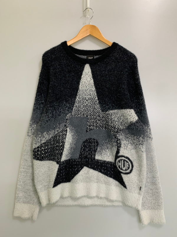 【中古品】【メンズ】 HUF ハフ 24AW HORIZON SHAGGY CREWNECK SWEATER KN00521 ホライゾンシャギークルーネックセーター トップス ニット 142-260404-kk-15-min サイズ：L カラー：グレー 万代Net店