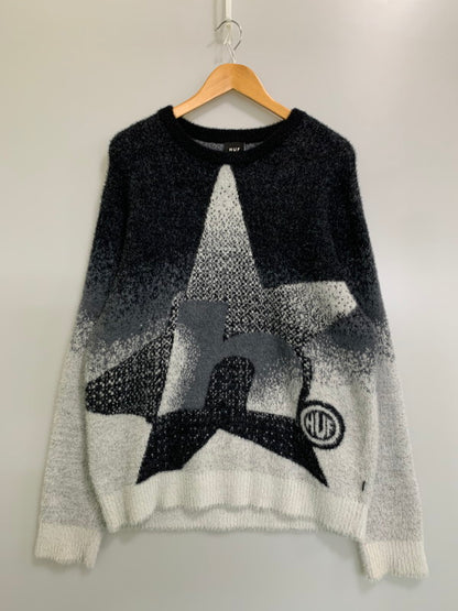 【中古品】【メンズ】 HUF ハフ 24AW HORIZON SHAGGY CREWNECK SWEATER KN00521 ホライゾンシャギークルーネックセーター トップス ニット 142-260404-kk-15-min サイズ：L カラー：グレー 万代Net店