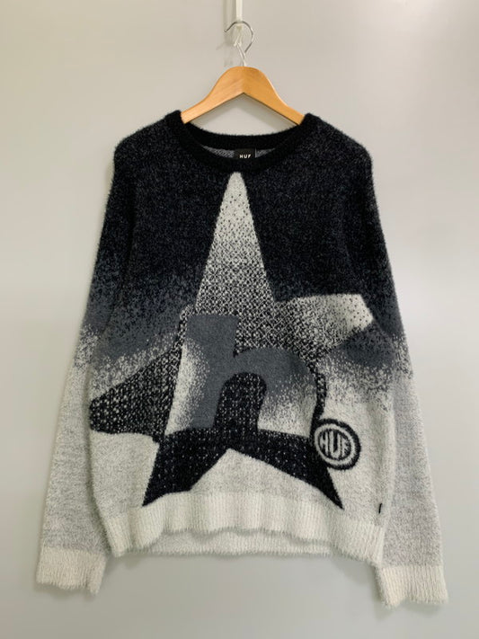 【中古品】【メンズ】 HUF ハフ 24AW HORIZON SHAGGY CREWNECK SWEATER KN00521 ホライゾンシャギークルーネックセーター トップス ニット 142-260404-kk-15-min サイズ：L カラー：グレー 万代Net店