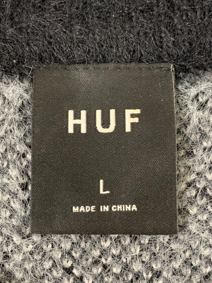 【中古品】【メンズ】 HUF ハフ 24AW HORIZON SHAGGY CREWNECK SWEATER KN00521 ホライゾンシャギークルーネックセーター トップス ニット 142-260404-kk-15-min サイズ：L カラー：グレー 万代Net店