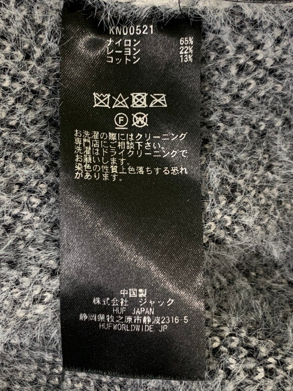 【中古品】【メンズ】 HUF ハフ 24AW HORIZON SHAGGY CREWNECK SWEATER KN00521 ホライゾンシャギークルーネックセーター トップス ニット 142-260404-kk-15-min サイズ：L カラー：グレー 万代Net店