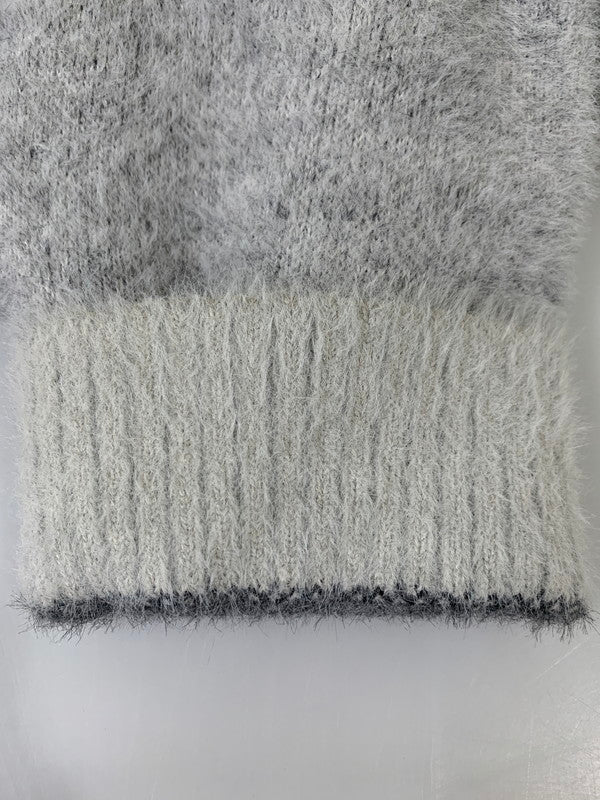 【中古品】【メンズ】 HUF ハフ 24AW HORIZON SHAGGY CREWNECK SWEATER KN00521 ホライゾンシャギークルーネックセーター トップス ニット 142-260404-kk-15-min サイズ：L カラー：グレー 万代Net店