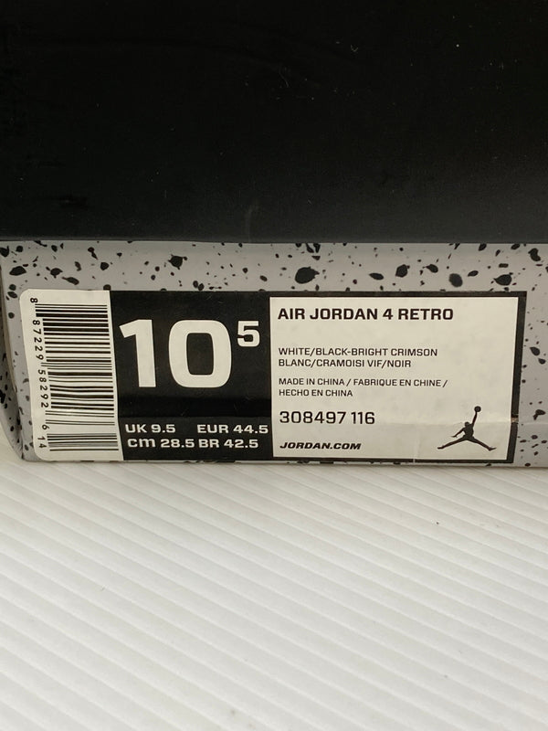 【現状渡し品】【メンズ】 NIKE ナイキ AIR JORDAN 4 RETRO 308497-116 エアジョーダン 4 レトロ スニーカー 靴 160-260127-yn-11-min サイズ：28.5cm US10.5 カラー：WHITE/BLACK-BRIGHT CRIMSON 万代Net店
