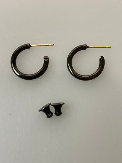 【中古品】【メンズ/レディース】 CAREERING キャリアリング PLACEBO 301 プラセボ 301 フープピアス アクセサリー K18ポスト 192-260126-SH-01-min カラー：ブラック 万代Net店