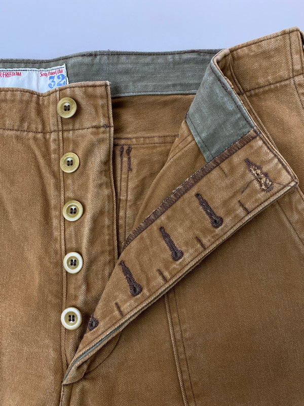 【中古品】【メンズ】 MISTER FREEDOM ミスターフリーダム ×SUGAR CANE シュガーケーン SC41291 BROWN TWILL CREW PANTS ツイル クルー パンツ 156-260125-zi-29-min サイズ：32 カラー：ブラウン系 万代Net店