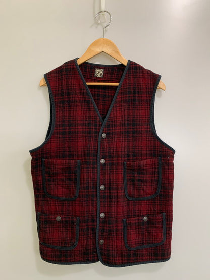 【中古品】【メンズ】 SUGAR CANE シュガーケーン FICTION ROMANCE 21.25OZ.WOOL CHECK CRUISER VEST SC13207 フィクションロマンス 21.25オンス ウールチェック クルーザー ベスト 145-260322-em-19-min サイズ：40 カラー：レッド/ブラック（チェック柄） 万代Net店