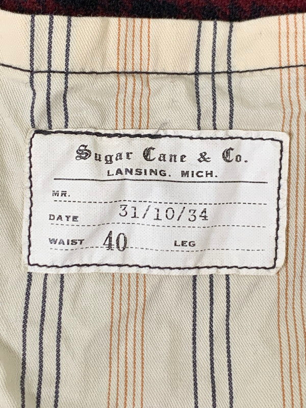 【中古品】【メンズ】 SUGAR CANE シュガーケーン FICTION ROMANCE 21.25OZ.WOOL CHECK CRUISER VEST SC13207 フィクションロマンス 21.25オンス ウールチェック クルーザー ベスト 145-260322-em-19-min サイズ：40 カラー：レッド/ブラック（チェック柄） 万代Net店