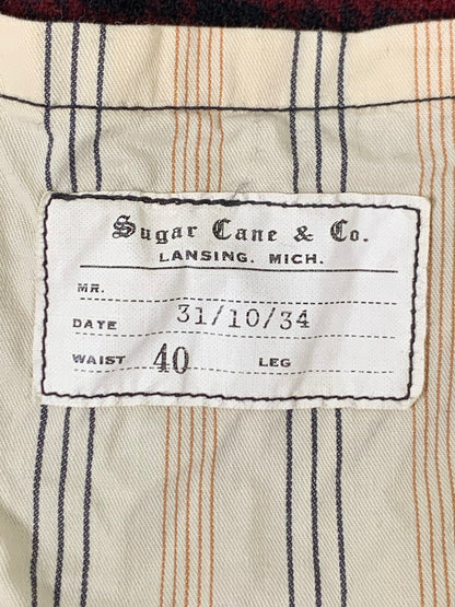 【中古品】【メンズ】 SUGAR CANE シュガーケーン FICTION ROMANCE 21.25OZ.WOOL CHECK CRUISER VEST SC13207 フィクションロマンス 21.25オンス ウールチェック クルーザー ベスト 145-260322-em-19-min サイズ：40 カラー：レッド/ブラック（チェック柄） 万代Net店
