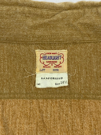 【中古品】【メンズ】 HEADLIGHT ヘッドライト COVERT CHAMBRAY SHIRT HD26036 コバート シャンブレーシャツ 長袖 トップス 145-260126-kk-25-min サイズ：16.5 カラー：ブラウン 万代Net店