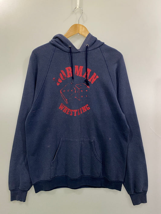 【現状渡し品】【メンズ】 USED ユーズド NORMAN WRESTLING HOODIE プルオーバーフーディー パーカー トップス 146-260715-yn-27-min サイズ：XL カラー：ネイビー 万代Net店