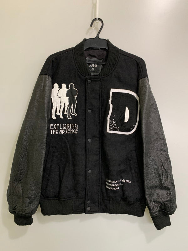 【現状渡し品】【メンズ】 ZARA ザラ STADIUM JACKET スタジアムジャケット アウター 147-260409-SH-41-min サイズ：S-M カラー：ブラック 万代Net店