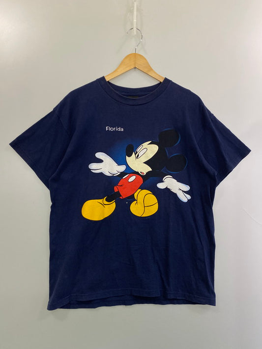 【中古品】【メンズ】 Disney ディズニー MICKEY MOUSE ”FLORIDA" TEE ミッキーマウス Tシャツ トップス 146-260125-zi-43-min サイズ：L カラー：ネイビー 万代Net店