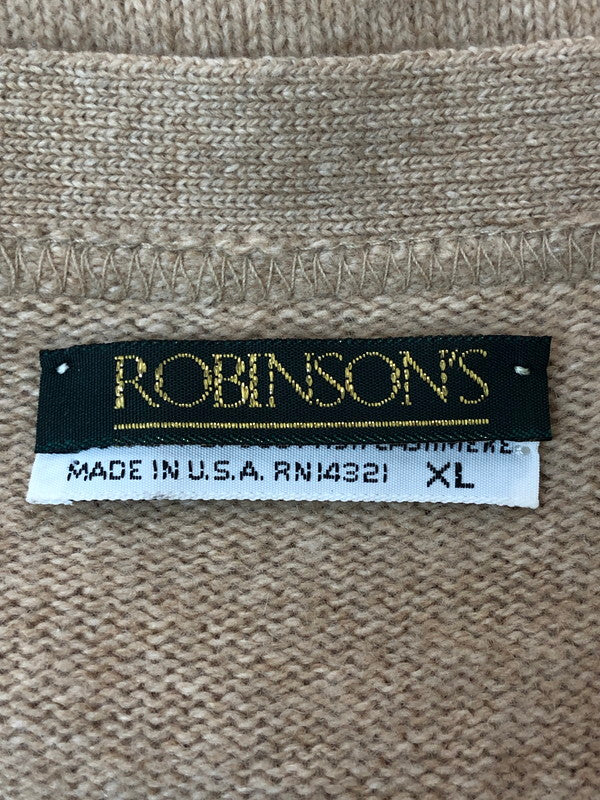 【中古品】【メンズ】 ROBINSONS ロビンソン CASHMERE CARDIGAN カシミア カーディガントップス 146-260424-jt-19-min サイズ：XL カラー：ベージュ 万代Net店
