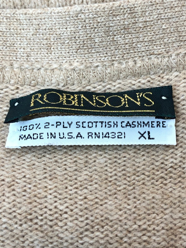 【中古品】【メンズ】 ROBINSONS ロビンソン CASHMERE CARDIGAN カシミア カーディガントップス 146-260424-jt-19-min サイズ：XL カラー：ベージュ 万代Net店