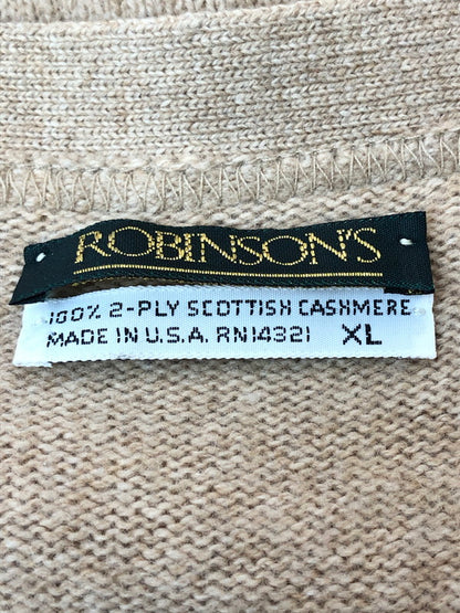 【中古品】【メンズ】 ROBINSONS ロビンソン CASHMERE CARDIGAN カシミア カーディガントップス 146-260424-jt-19-min サイズ：XL カラー：ベージュ 万代Net店