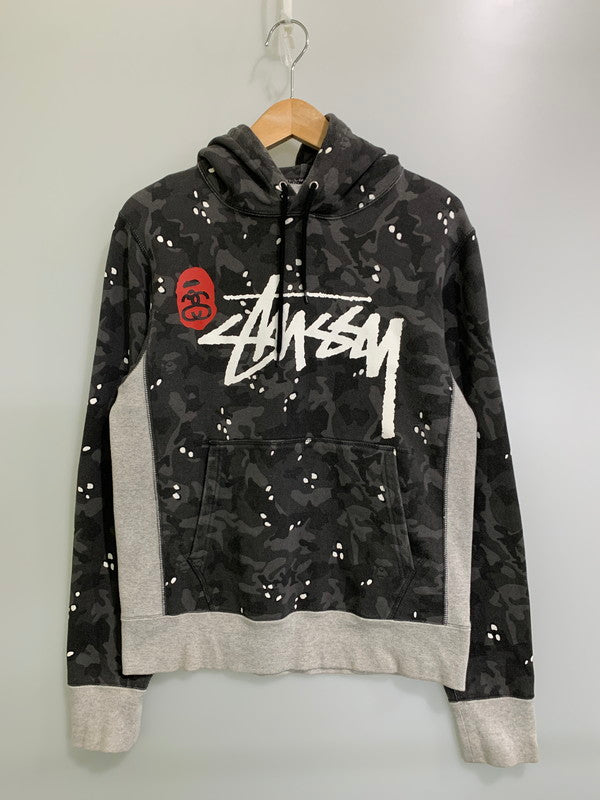【中古品】【メンズ】 STUSSY ステューシー 001PP0731911X ×A BATHING APE ア ベイシング エイプ CAMO HOODIE カモフーディー 142-260124-SH-01-min サイズ：M カラー：グレー系 万代Net店