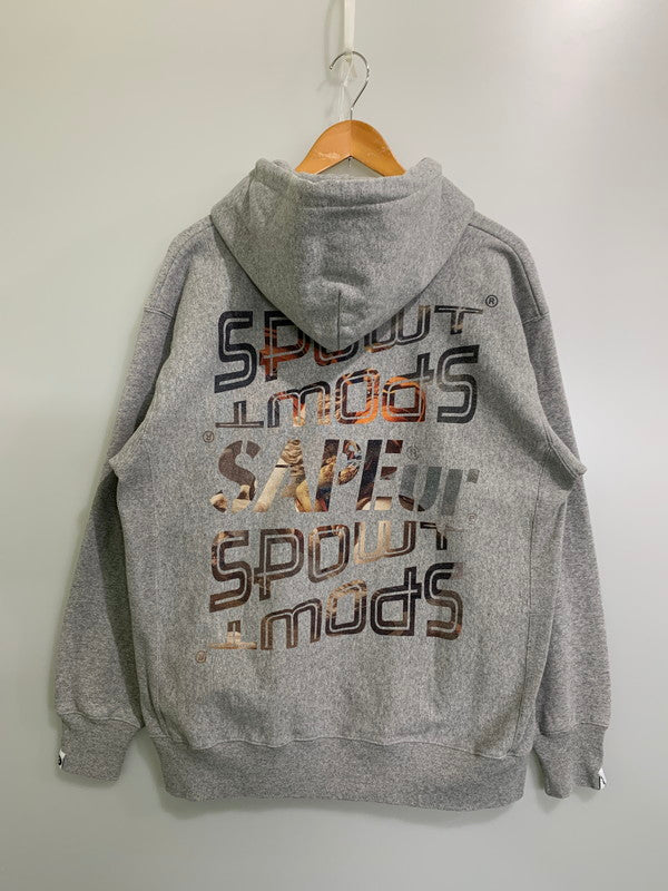 【中古品】【メンズ】 SAPEUR サプール × SPOWT スポウト NAPOLEON LOGO HOODIE GRAY ナポレオン ロゴ フーディ メンズ トップス パーカー 142-260127-em-23-min サイズ：XL カラー：グレー 万代Net店
