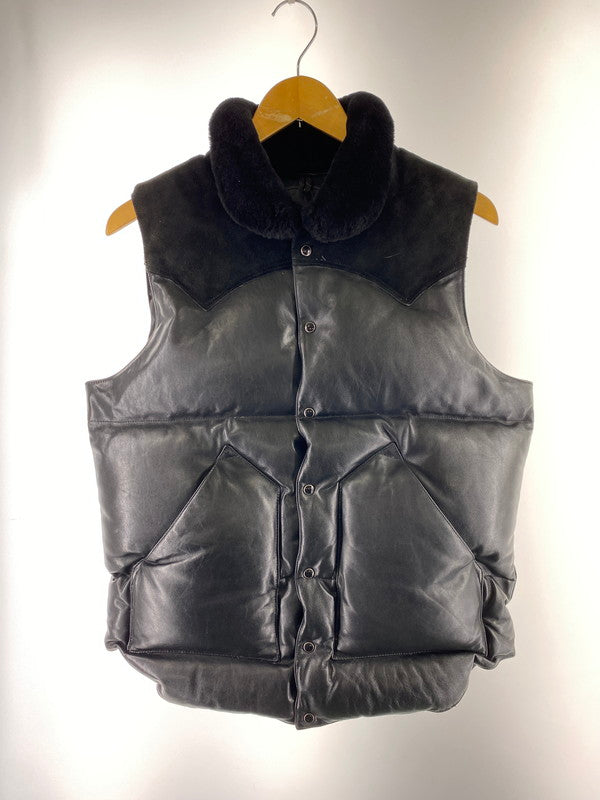 【中古品】【メンズ】 ROCKY MOUNTAIN ロッキーマウンテン FEATHERBED ALL LEATHER CHRISTY VEST 450-442-04 オール レザー ダウン ベスト メンズ アウター 145-260130-em-38-min サイズ：38 カラー：ブラック 万代Net店