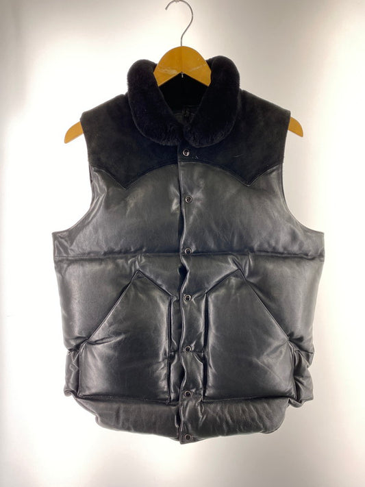 【中古品】【メンズ】 ROCKY MOUNTAIN ロッキーマウンテン FEATHERBED ALL LEATHER CHRISTY VEST 450-442-04 オール レザー ダウン ベスト メンズ アウター 145-260130-em-38-min サイズ：38 カラー：ブラック 万代Net店