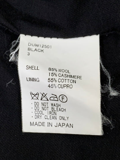 【中古品】【メンズ】 DRESSEDUNDRESSED ドレスドアンドレスド WOOL COAT DUW12501 カシミヤ混 ウールコート アウター 140-260128-yn-11-min サイズ：3 カラー：ブラック 万代Net店
