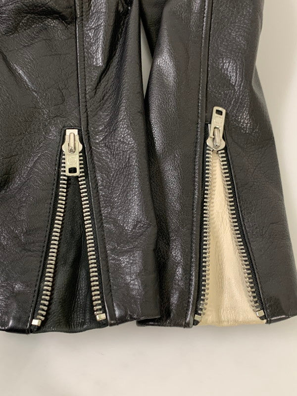 【中古品】【メンズ】 KENZO ENZO ART ケンゾー レザー ダブルライダースジャケット 962617 パキスタン製 メンズ アウター 141-260127-em-27-min サイズ：S カラー：ブラック 万代Net店