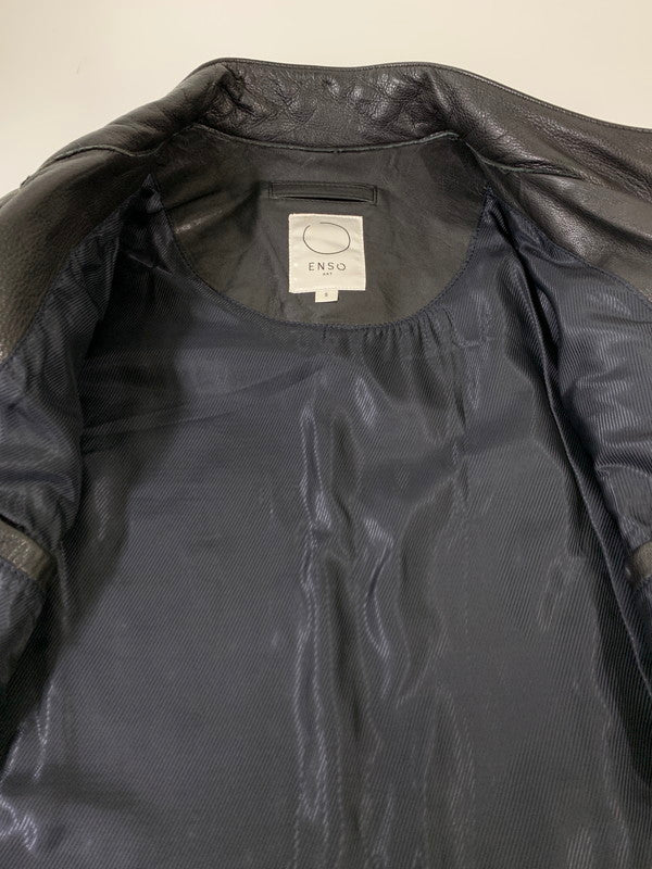 【中古品】【メンズ】 KENZO ENZO ART ケンゾー レザー ダブルライダースジャケット 962617 パキスタン製 メンズ アウター 141-260127-em-27-min サイズ：S カラー：ブラック 万代Net店