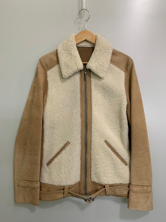 【中古品】【メンズ】 BALENCIAGA バレンシアガ MOUTON SUEDE JACKET 00494 ムートン・スエードジャケット メンズ アウター ムートンファー 141-260127-em-25-min サイズ：46 カラー：ベージュ/ホワイト 万代Net店