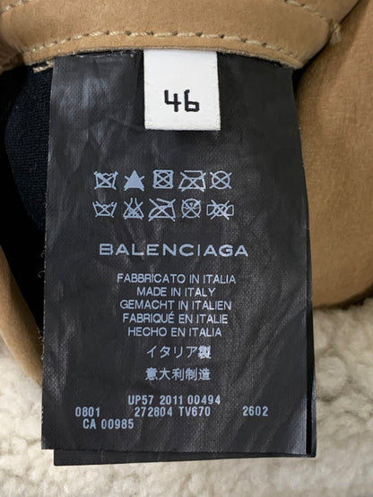 【中古品】【メンズ】 BALENCIAGA バレンシアガ MOUTON SUEDE JACKET 00494 ムートン・スエードジャケット メンズ アウター ムートンファー 141-260127-em-25-min サイズ：46 カラー：ベージュ/ホワイト 万代Net店
