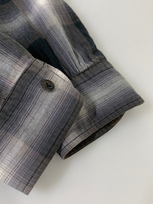 【中古品】【メンズ】 UNUSED アンユーズド OMBRE CHECK オンブレチェック PULLOVER SHIRT プルオーバーシャツ ロングシャツ 140-260129-SH-02-min サイズ：2 カラー：グレー系 万代Net店