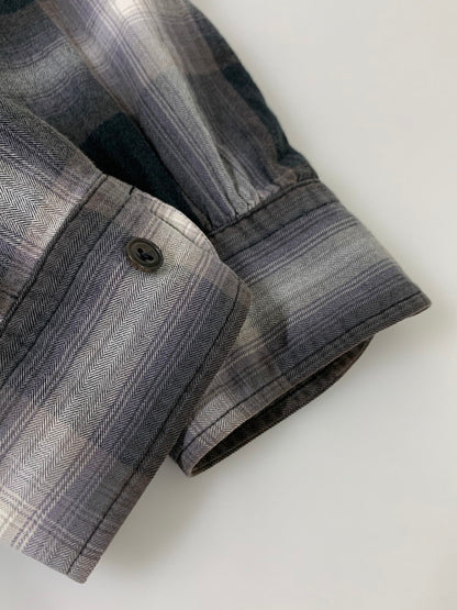 【中古品】【メンズ】 UNUSED アンユーズド OMBRE CHECK オンブレチェック PULLOVER SHIRT プルオーバーシャツ ロングシャツ 140-260129-SH-02-min サイズ：2 カラー：グレー系 万代Net店