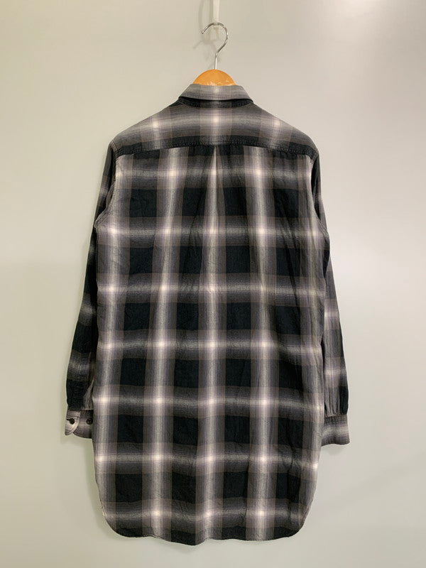 【中古品】【メンズ】 UNUSED アンユーズド OMBRE CHECK オンブレチェック PULLOVER SHIRT プルオーバーシャツ ロングシャツ 140-260129-SH-02-min サイズ：2 カラー：グレー系 万代Net店