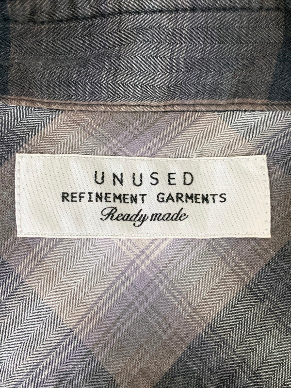 【中古品】【メンズ】 UNUSED アンユーズド OMBRE CHECK オンブレチェック PULLOVER SHIRT プルオーバーシャツ ロングシャツ 140-260129-SH-02-min サイズ：2 カラー：グレー系 万代Net店