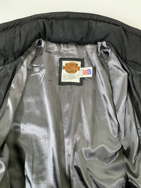 【現状渡し品】【メンズ】 HARLEY DAVIDSON ハーレーダビッドソン 4POCKET LEATHER JACKET レザージャケット アウター 146-260128-yn-09-min サイズ：XL カラー：ブラック 万代Net店