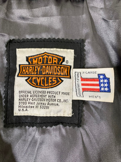 【現状渡し品】【メンズ】 HARLEY DAVIDSON ハーレーダビッドソン 4POCKET LEATHER JACKET レザージャケット アウター 146-260128-yn-09-min サイズ：XL カラー：ブラック 万代Net店